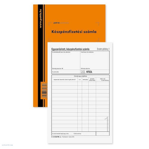 Készpénzfizetési számla 25 x 3 lap B.13-373/A/V E Pátria
