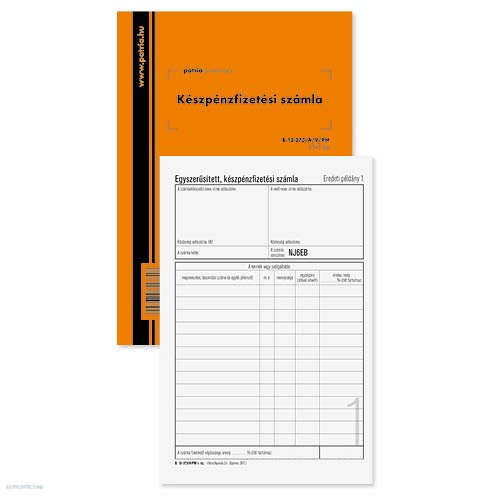 Készpénzfizetési számla 50 x 3 lap B.13-373/V/PM E Pátria