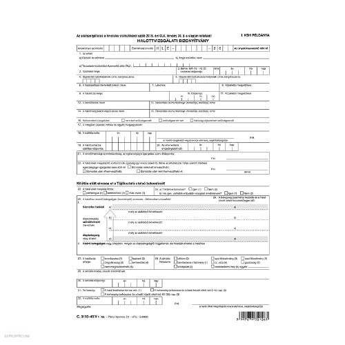 Halottvizsgálati bizonyítvány 6 lapos garnitúra C.3110-49/V/UJ