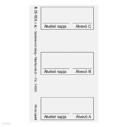 Számlaellenőrző bélyeg öntapadó 50lap/tömb 48x100mm B.22-15/O