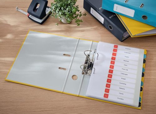 Iratrendező A/4 8cm LEITZ COSY Soft touch karton 180° meleg sárga