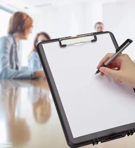 Felírótábla, Maul, A/4, műanyag, fedeles, keskeny, álló