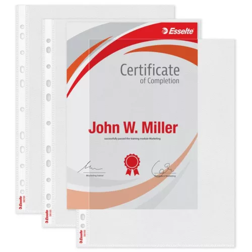 Genotherm A/4 Esselte, lefűzhető, FELÜL és BAL OLDALT nyitott, 115 mikron, 56193