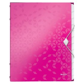 Rendezőmappa gumis PP LEITZ WOW 12 részes rózsa