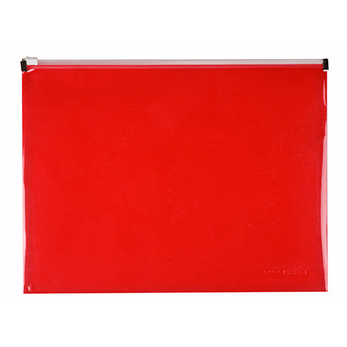 Iratgyűjtő tasak zipp A/4 PP Q-CONNECT piros