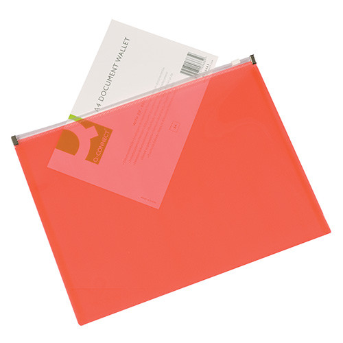 Iratgyűjtő tasak zipp A/4 PP Q-CONNECT piros