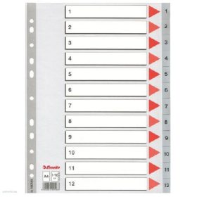 Regiszter ESSELTE A/4 1-12 műanyag