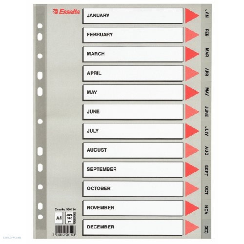 Regiszter ESSELTE A/4 jan-dec. műanyag