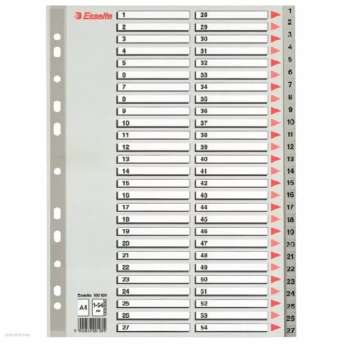 Regiszter ESSELTE A/4 1-54 műanyag Maxi