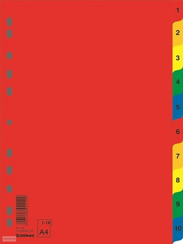 Regiszter DONAU A/4 1-10 műanyag színes