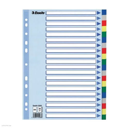 Elválasztólap ESSELTE A/4 színes műanyag 12rész