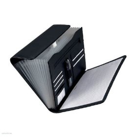   Konferenciamappa harmonika irattartóval VADO bőrhatású, fekete