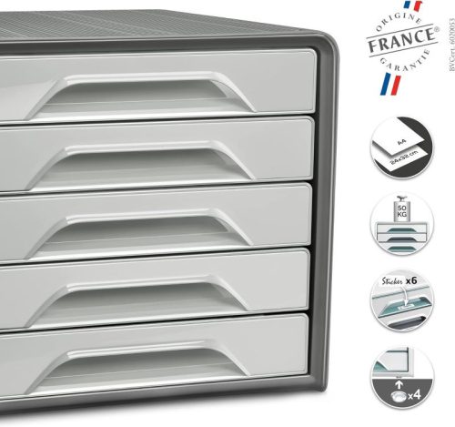 Irattároló doboz, CEP Smoove Green Spirit, 5 fiókos, 7-111