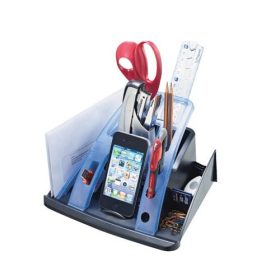   Asztali rendező, telefontartóval HELIT "Linear" fekete/kék