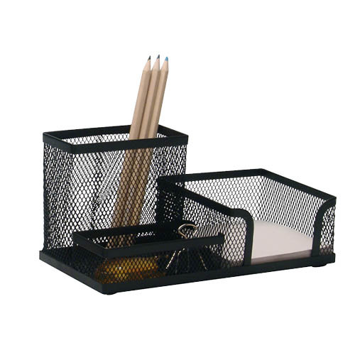 Íróasztali rendszerező fémhálós, 3 részes, Q-Connect KF16572, fekete