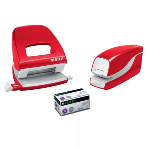 Fűzőgép elemes/elektromos Leitz WOW 10 lap piros