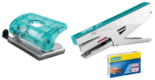 Lyukasztó RAPID Colour'Ice mini 10 lapos áttetsző kék