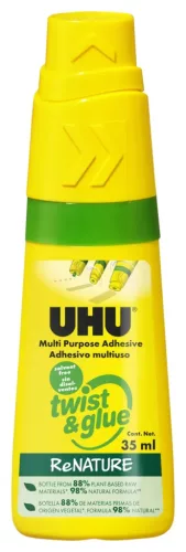 Ragasztó univerzális, UHU Twist&Glue ReNature, oldószermentes, 35 ml