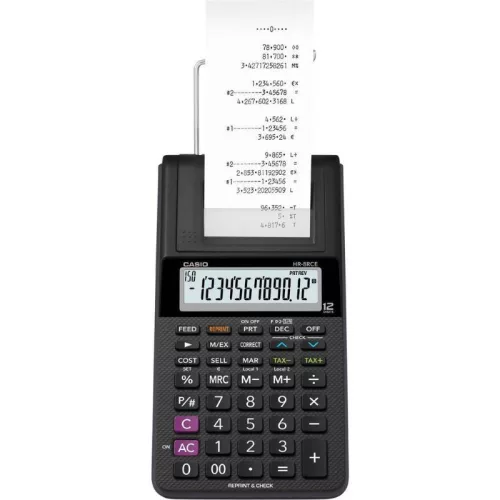 Számológép Casio HR-8RC -BK szalagos