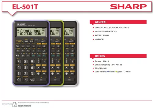 Számológép Sharp EL-501T tudományos fehér tokkal