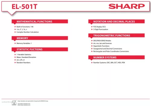 Számológép Sharp EL-501T tudományos fehér tokkal