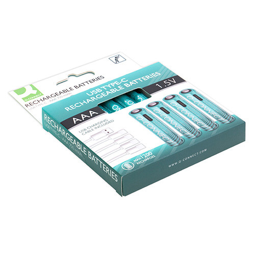 Akku mikro AAA 1,5V 4 db  + akkutöltő USB-C, Q-Connect KF14130