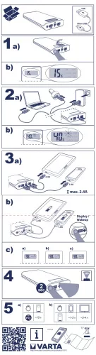 Hordozható akkumulátor VARTA "LCD Powerbank" 13000 mAh