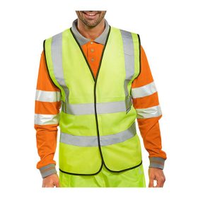 Jelzőmellény Beeswift, két csíkos, L, sárga