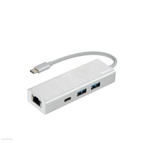   USB Elosztó HUB HAMA FIC USB 3.2 TYPE-C (2 USB, 1 USB TYPE-C) +LAN