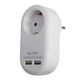 Elosztó, 1 földelt aljzat + 2 USB