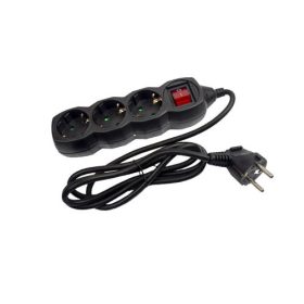 Elosztó 3-as, 1,5 m, kapcsolóval, fekete