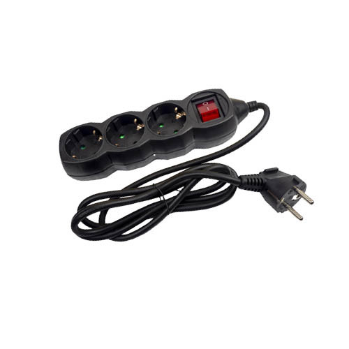 Elosztó 3-as, 1,5 m, kapcsolóval, fekete