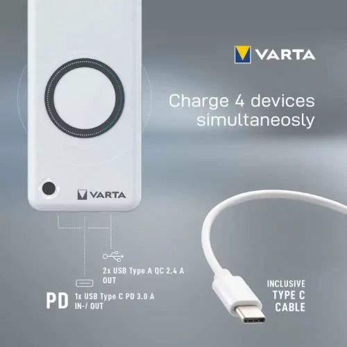 Hordozható akkumulátor VARTA Portable Wireless Power Bank 10000mAh 57913101111