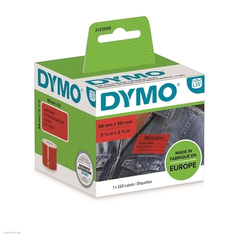 Cím etikett 101x54mm Dymo piros 220 db/tekercs