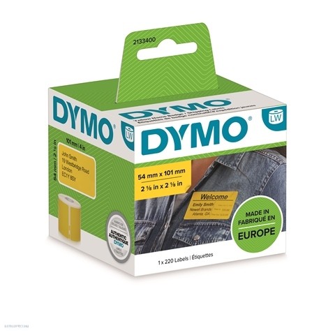 Cím etikett 101x54mm Dymo sárga 220 db/tekercs