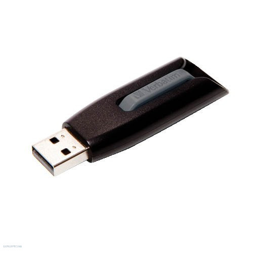 USB drive 128GB, USB 3.0, VERBATIM "V3", fekete-szürke