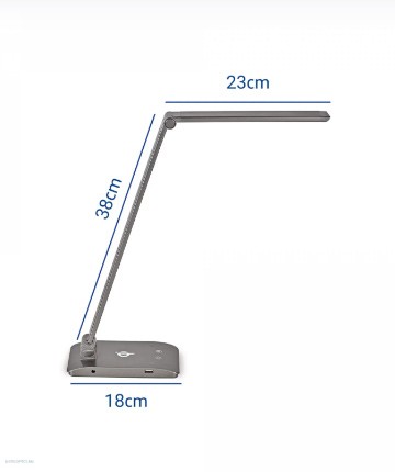 Lámpa asztali LED MAULstella állítható fényerejű, Qi töltéssel és USB csatlakozóval