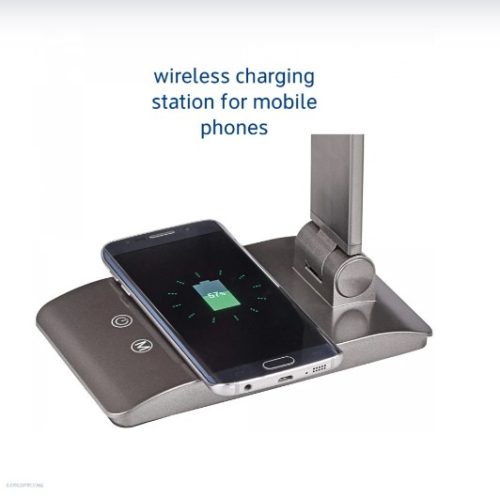 Lámpa asztali LED MAULstella állítható fényerejű, Qi töltéssel és USB csatlakozóval