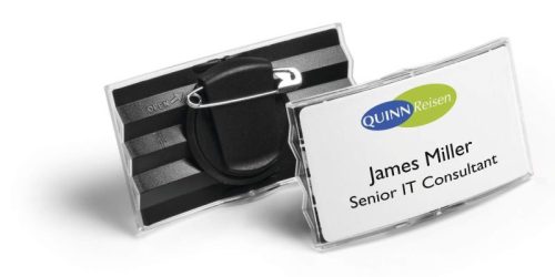 Névkitűző DURABLE ACRYL 40x75 mm kombi klippel 812858