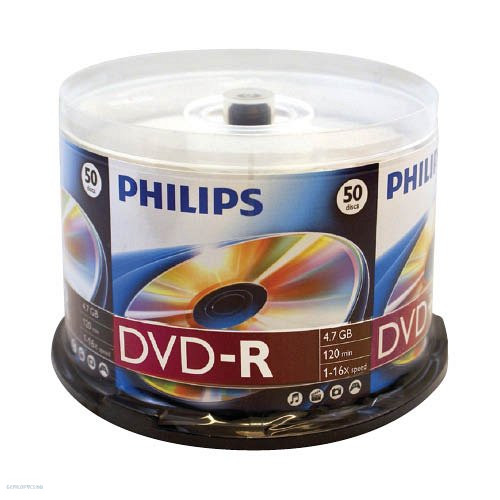 DVD-R Philips írható 16x hengeres (50 db) 4,7GB