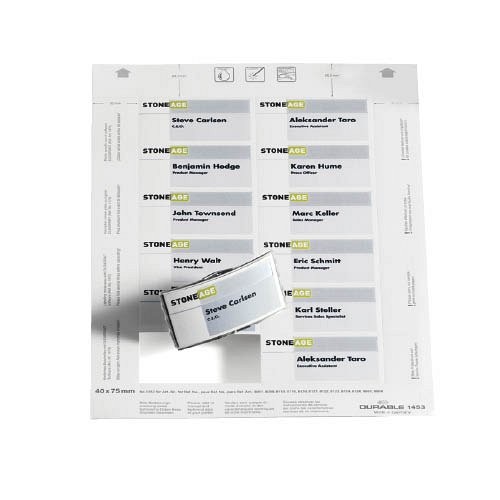 Névkitűző betétlap szétvágható Durable 75x40 mm