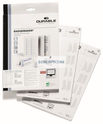 Névkitűző betétlap szétvágható Durable 75x40 mm