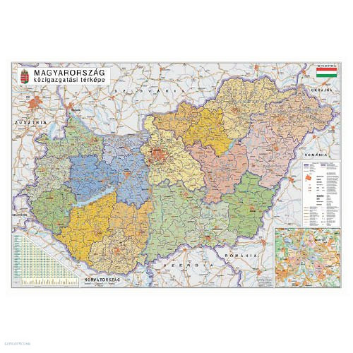 Szurkatábla 100x70cm Magyarország közigazgatása és közlekedése fémkeret