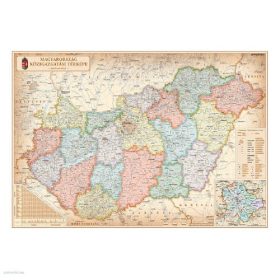   Falitérkép fémléccel 100x70cm Magyarország közigazgatása különleges színezéssel 2017