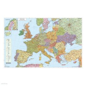   Falitérkép fémléces 140x100cm Európa autótérképe fóliás