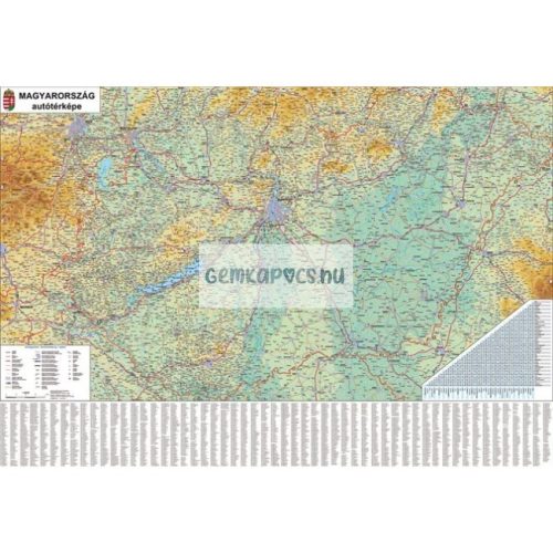 Falitérkép fémléccel 100x70cm Magyarország autótérképe