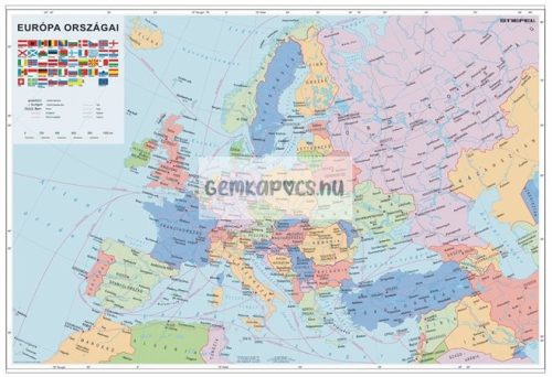 Falitérkép fémléccel 100x70cm Európa országai