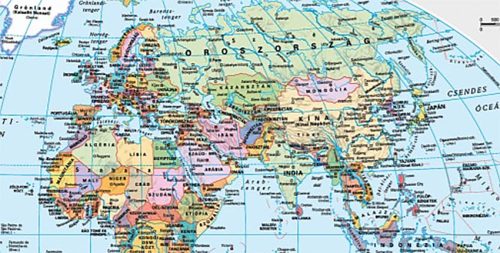 Falitérkép fémléccel 100x70cm Föld országai