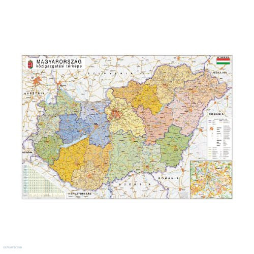 Falitérkép fémléccel 100x70cm Magyarország járásai