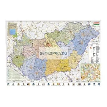 Szurkatábla 100x70cm Magyarország járásai és közlekedése fakeret